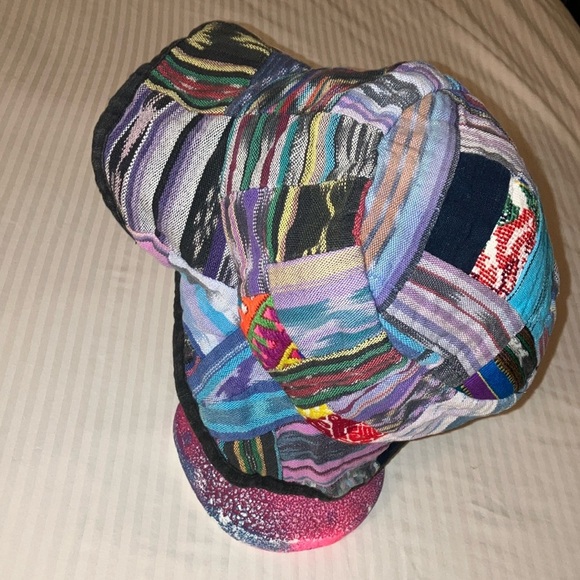 Guatemalan cotton boho Colorful Patchwork Bucket Hat adult med- large - Picture 6 of 8